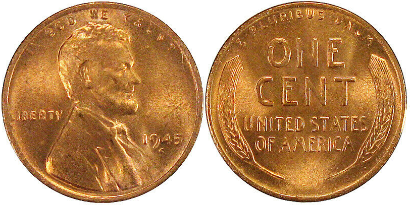 1945_S Lincoln Wheat Cent Penny Front and Back